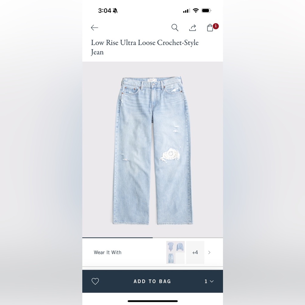 Abercrombie & Fitch Light Blue Wide-Leg Distressed Jeans
